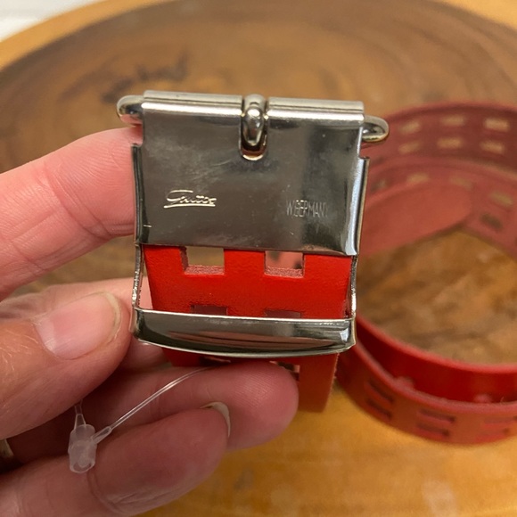 Vintage leather stenciled Cut out Belt - Picture 3 of 6